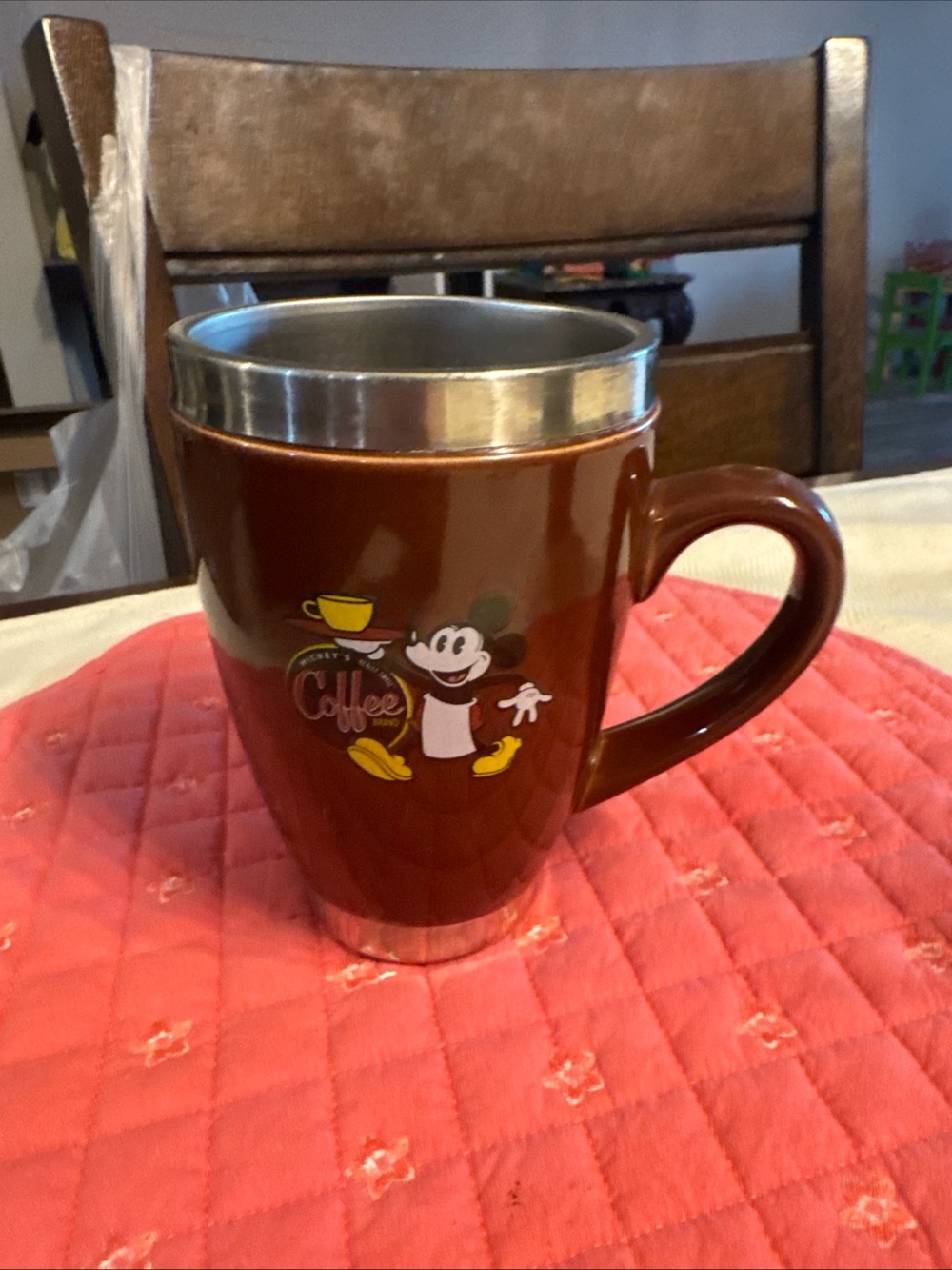 Brown Ceramic Coffee Mug with Character Accent